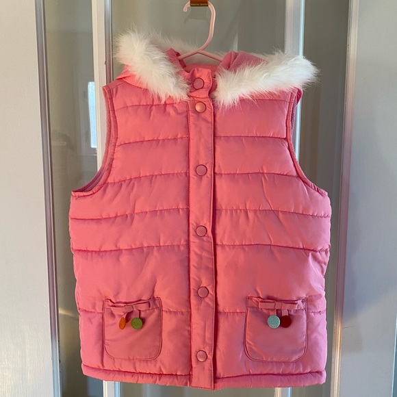 Gymboree pink hooded Cozy Cutie Puffer Vest 10–12 - Picture 2 of 10